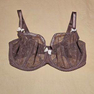 Ruby Pink KEIA 1049 Underwire Plunge Bra Violet Vine Lace 32F (UK)